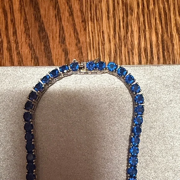 Blue CZ tennis necklace - Picture 3 of 3